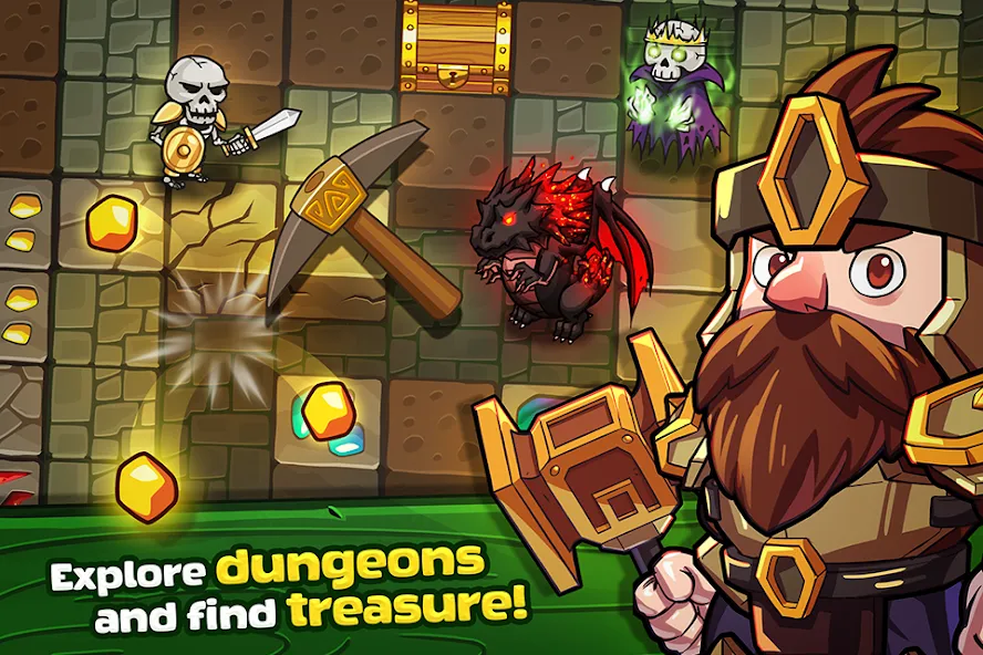 Взлом Mine Quest: Battle Dungeon RPG (Майн Квест)  [МОД Бесконечные монеты] — последняя версия apk на Андроид screen 1