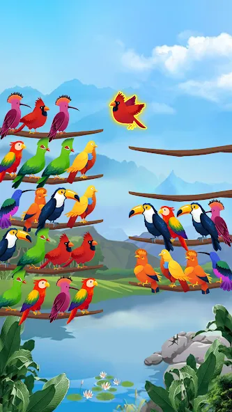 Скачать взломанную Bird Sort — Color Puzzle  [МОД Много денег] — полная версия apk на Андроид screen 1