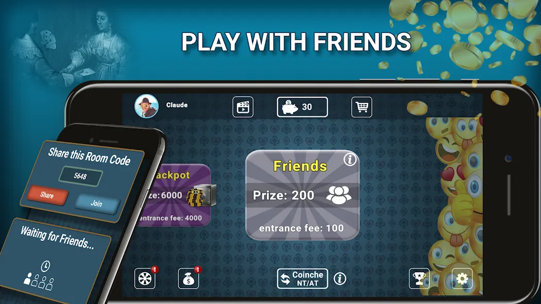 Скачать взлом Blot Belote Coinche Online  [МОД Unlimited Money] — полная версия apk на Андроид screen 5